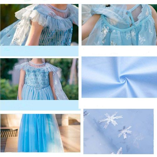  DXYtech Snow Queen Elsa Costumes Frozen Princess Sequins Dress Up Party Outfit for Toddler Girls