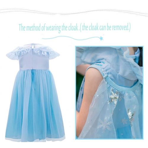  DXYtech Snow Queen Elsa Costumes Frozen Princess Sequins Dress Up Party Outfit for Toddler Girls