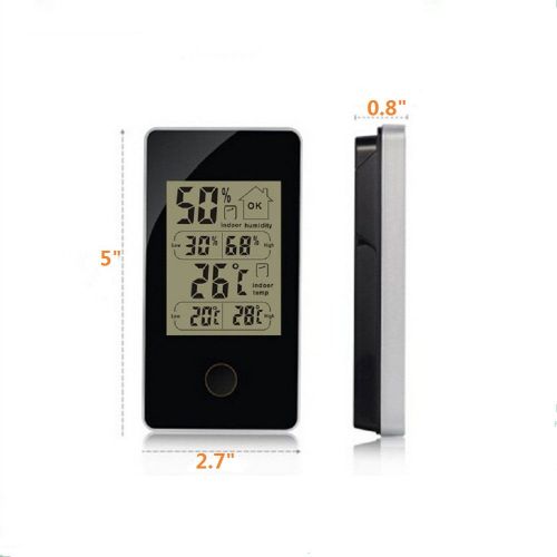  DYKIE RS8428B5-BK Indoor Humidity Monitor with Temperature Gauge Humidity Meter and Black Hygrometer Thermometer