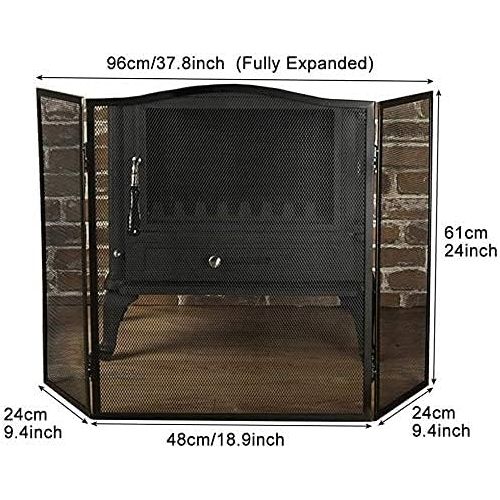  Dykj Domestic Fireplace Grille, Sparkling Fireplace Grille, 3 Fireplace Decorative Mesh, Foldable Wrought Iron Foldable Sparkling Grille for Wood / Gas Stoves.