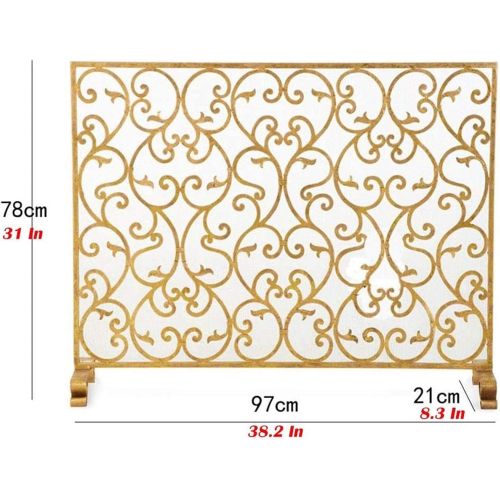  DYKJ Home Fireplace Screen, Large Flat Protective fire Screen, Outdoor Metal Decorative mesh Solid Safety Wrought Iron Fireplace Panel, Wood Burning Stove Accessories to Ensure Lon