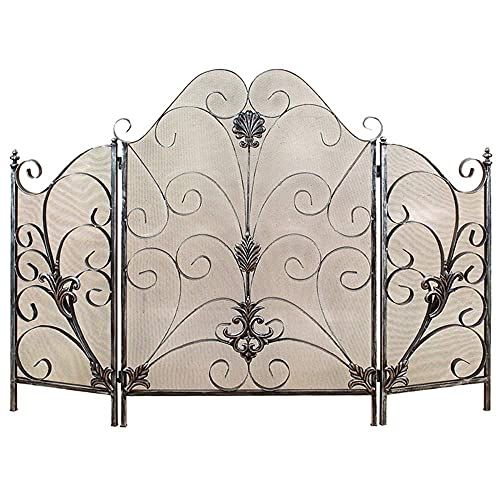  DYKJ Decorative Fireplace Screen, 3 Panels fire Safety Protection, Foldable Iron Metal mesh Fireplace Screen for fireplaces, Outdoor barbecues, Wood Burning and stoves to Ensure Lo