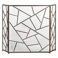 DYKJ Stand up Fireplace Screen, 3 Layer fire Safety Shield, Metal mesh Collapsible Iron Fireplace Screen, freestanding Spark Shield for Living Room Fireplace, Outdoor Grill, Wood B
