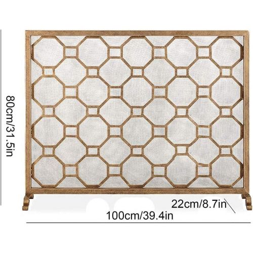  DYKJ Decorative Fireplace Screen,Veneer Fireplace Screen,Fireplace Spark Protection,Wrought Iron Fireplace Spark Protection Screen freestanding for Stove/Gas fire/Wood Burning to E