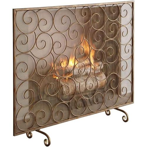  DYKJ Home Fireplace Screen, Copper Vintage Fireplace Screen Fence with Metal mesh Sparkle Cover Screen for Wood Burning Stove to Ensure Long Term use.