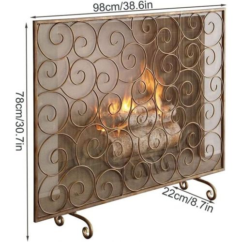  DYKJ Home Fireplace Screen, Copper Vintage Fireplace Screen Fence with Metal mesh Sparkle Cover Screen for Wood Burning Stove to Ensure Long Term use.