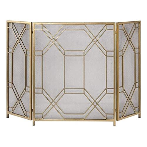  Dykj Home Fireplace, Sparkor Fireplace Fireplace Fireplace Screen 3 Fire Panel Spark Foldable Guard, Gold Grand Open Fires Fire / Gas / Wood Stove Connection