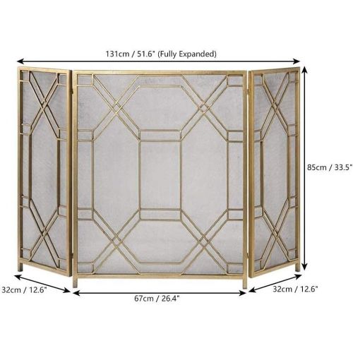  Dykj Home Fireplace, Sparkor Fireplace Fireplace Fireplace Screen 3 Fire Panel Spark Foldable Guard, Gold Grand Open Fires Fire / Gas / Wood Stove Connection