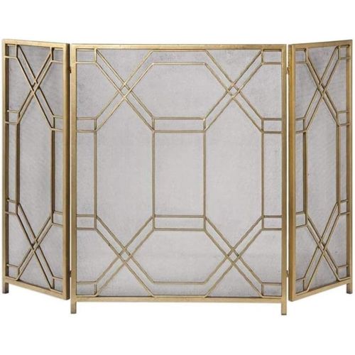  Dykj Home Fireplace, Sparkor Fireplace Fireplace Fireplace Screen 3 Fire Panel Spark Foldable Guard, Gold Grand Open Fires Fire / Gas / Wood Stove Connection