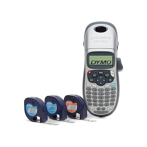  DYMO Label Maker Machine with Tape - 100H LetraTag Handheld, Comes with 3 LT label tapes. Great for Home & Office Organization