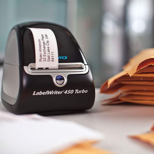  DYMO LabelWriter 450 Turbo Label Maker with Bonus LW White Address Labels, 1-1/8-In. x 3-3-1/2-In., Roll of 350