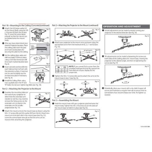  DYNAVISTA Full Motion Universal Projector Ceiling Mount Bracket with Adjustable Extendable Arms Rotating Swivel Tilt and Low Profile Mount for Home and Office Projector (White)