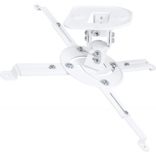  DYNAVISTA Full Motion Universal Projector Ceiling Mount Bracket with Adjustable Extendable Arms Rotating Swivel Tilt and Low Profile Mount for Home and Office Projector (White)