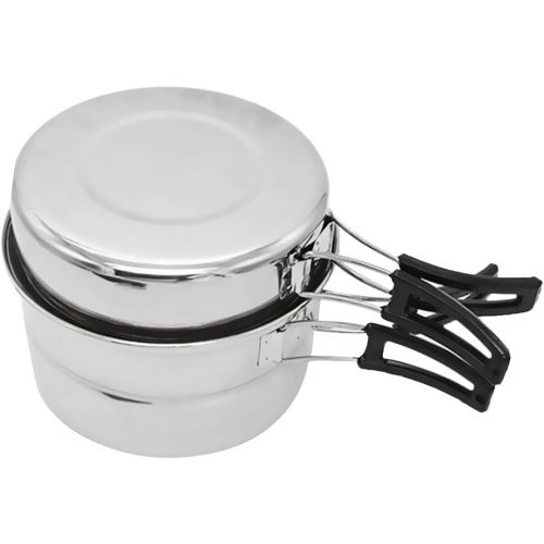  DYNWAVE Stainless Steel Camping Cookware Set Soup & Steaming Rack Outdoors