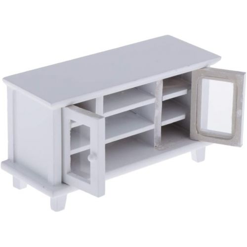  DYNWAVE 1/12 Scale TV Cabinet Furniture for Doll House Any Rooms Decor, Miniature Realistic Model Display Ornaments