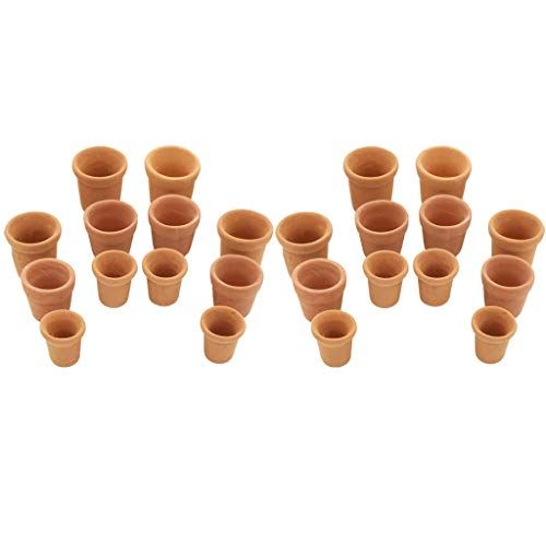  DYNWAVE 24 Pcs/Set Miniature Bonsai Flower Pots for 1/12 Dollhouse Fairy Garden Decor Accessories