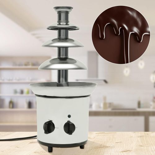  [아마존베스트]DYRABREST Commercial 110V 4 Tiers Chocolate Fondue Fountain,Stainless Steel Adjust Luxury Hot Chocolate Cream Melting Machine 170W Chocolate Fondue Fountain Fondue Maker Silver for Christmas