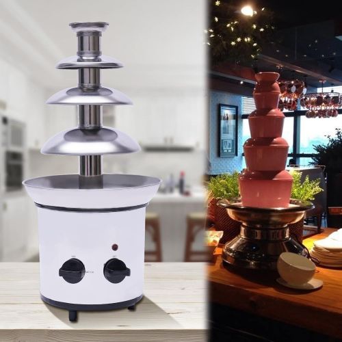  [아마존베스트]DYRABREST Commercial 110V 4 Tiers Chocolate Fondue Fountain,Stainless Steel Adjust Luxury Hot Chocolate Cream Melting Machine 170W Chocolate Fondue Fountain Fondue Maker Silver for Christmas