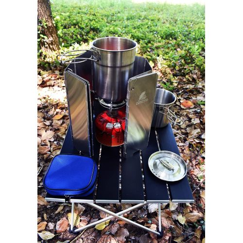  DZRZVD Folding Camping Stove Windscreen with Carrying Bag, 8 Plates Aluminum Outdoor Stove Windshield, Lightweight Butane Burner Windshield