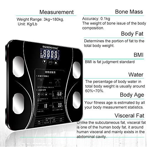  DZSF Bathroom Body Index Electronic Smart Weighing Scales, Fat BMI Scale Digital Human Weight Mi Scales Floor LCD Display