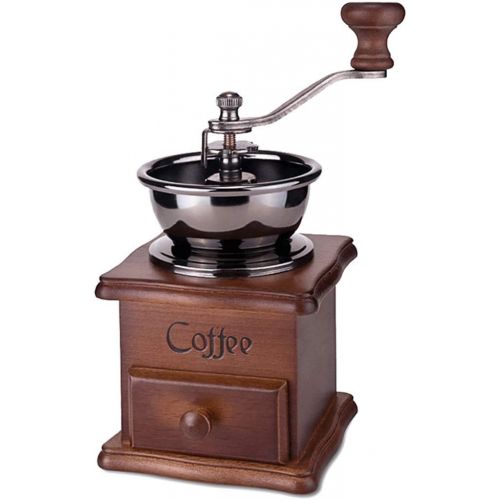  DZWYC Coffee machine Retro Manual Crank Coffee machine Home Small Espresso Coffee Maker with Grinder Wooden Freshly Ground Espresso machine Coffee Maker (Color : A)