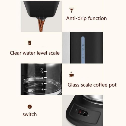  DZWYC Coffee machine High Temperature Steam Filter Coffee machine Espresso Coffee Drip Coffee Machines Home Office Semi Automatic Coffee machine 1200ml Coffee maker (Color : A)