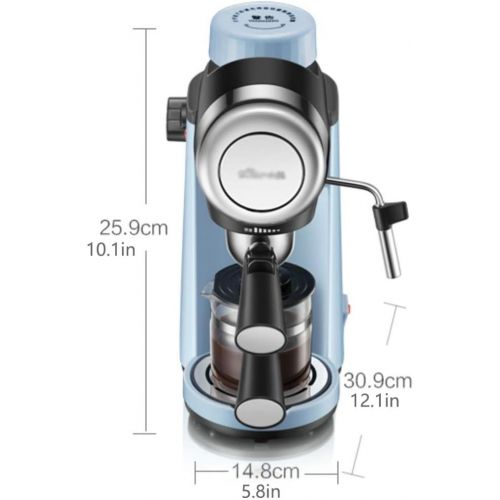  DZWYC Coffee machine Small Home Semi Automatic Coffee machine Espresso Pressure Coffee Maker with Milk Frother Espresso Machine（Light Blue） Coffee Maker (Color : Blue)