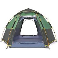 DZWYC Camping Tents Hexagonal Camping Tent 8 Person with 6 Side Mesh Waterproof Double Layer Instant Tent for Family Hiking Family Tent (Color : Green)