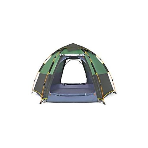  DZWYC Camping Tents Hexagonal Camping Tent 8 Person with 6 Side Mesh Waterproof Double Layer Instant Tent for Family Hiking Family Tent (Color : Green)