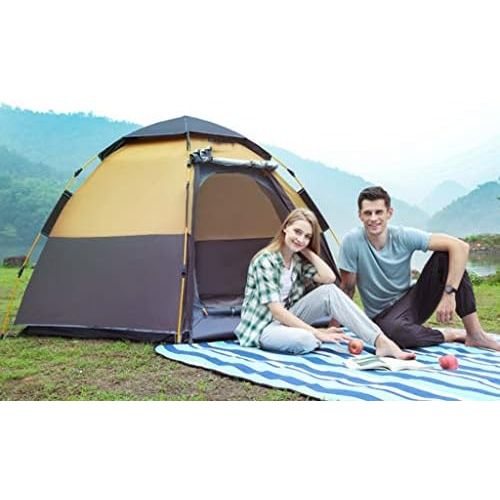  DZWYC Camping Tents Hexagonal Camping Tent 8 Person with 6 Side Mesh Waterproof Double Layer Instant Tent for Family Hiking Family Tent (Color : Green)