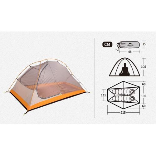  DZWYC Camping Tents Ultralight Camping Tent 2 Person with 2 Doors Easy Set Up Double Layer Waterproof 3 Season Tent for Hiking Cycling Family Tent (Color : Orange)