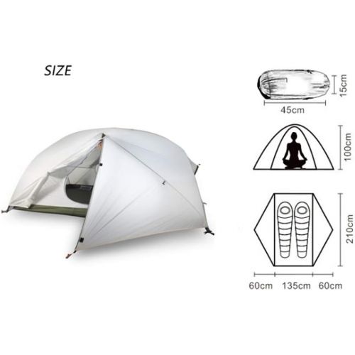  DZWYC Camping Tents Ultralight Camping Tent 2 Person 20D Silicone Easy Set Up Double Layer Waterproof 4 Season Tent for Outdoor Hiking Family Tent (Color : White)