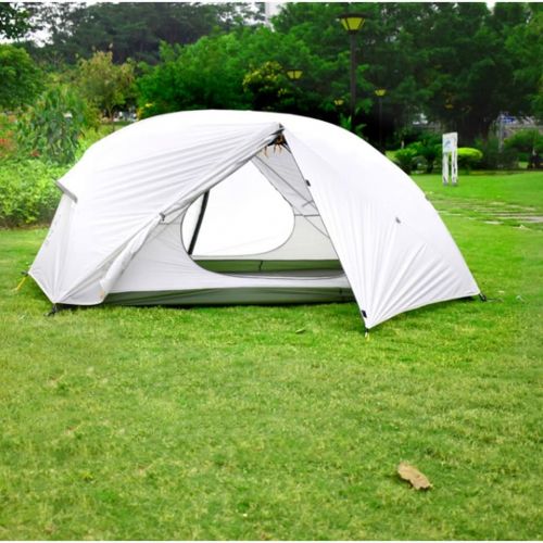  DZWYC Camping Tents Ultralight Camping Tent 2 Person 20D Silicone Easy Set Up Double Layer Waterproof 4 Season Tent for Outdoor Hiking Family Tent (Color : White)