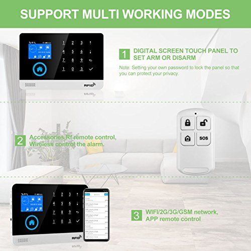  DZX Security Touch Screen Keypad LCD Display WiFi GSM 3G iOS Android APP Wireless Home Burglar Security Alarm System Kit