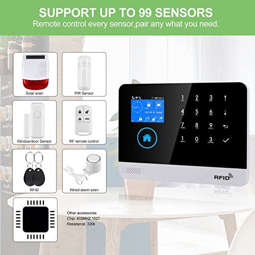  DZX Security Touch Screen Keypad LCD Display WiFi GSM 3G iOS Android APP Wireless Home Burglar Security Alarm System Kit