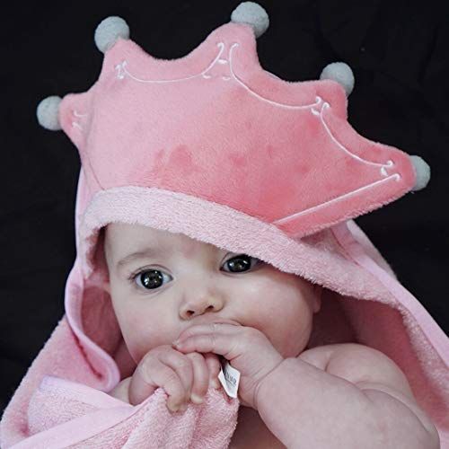  DZYNR Princess Crown Hooded Baby Bath Towel for Girls | Ultra Soft Premium Cotton | Perfect Baby Shower Gift