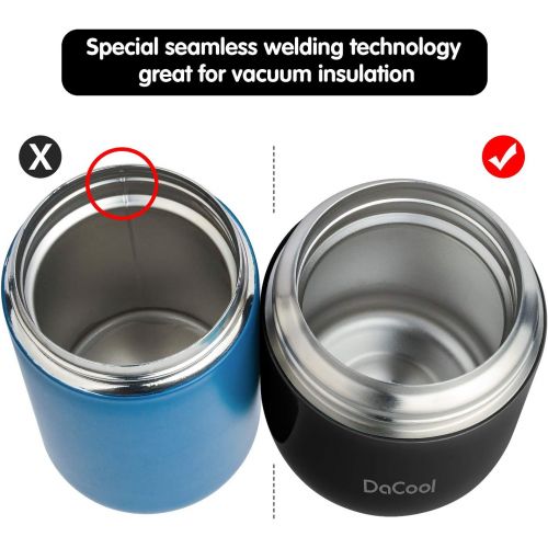  [아마존 핫딜] [아마존핫딜]Insulated Lunch Container DaCool Hot Food Jar 16 oz Stainless Steel Vacuum Bento Lunch Box for Kids Adult with Spoon Leak Proof Hot Cold Food for School Office Picnic Travel Outdoo