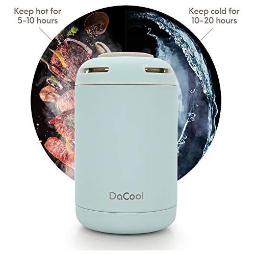  [아마존베스트]DaCool Hot Food Jar Vacuum Insulated Stainless Steel Thermos Food 16 oz School Lunch Containers for Kids Adult Office Leak Proof Keep Food Hot Cold Warm Container for Picnic Outdoo