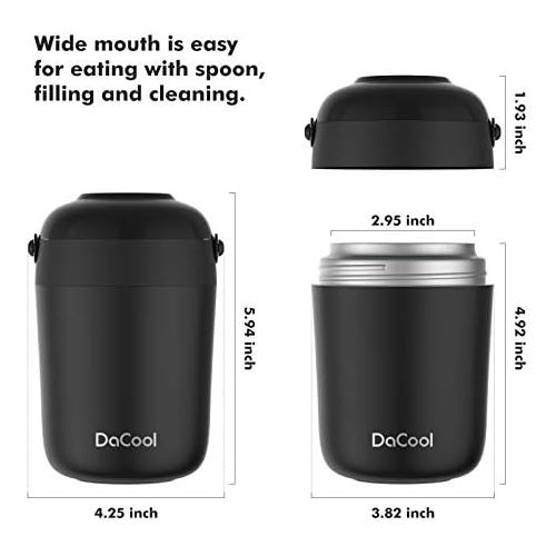  DaCool Kids Thermos for Hot Cold Food 16oz Insulated Food Jar Food Thermos for Lunch Hot Soup Leak Proof Vacuum Stainless Steel With Spoon Keep Food Warm Thermal Container for Boy