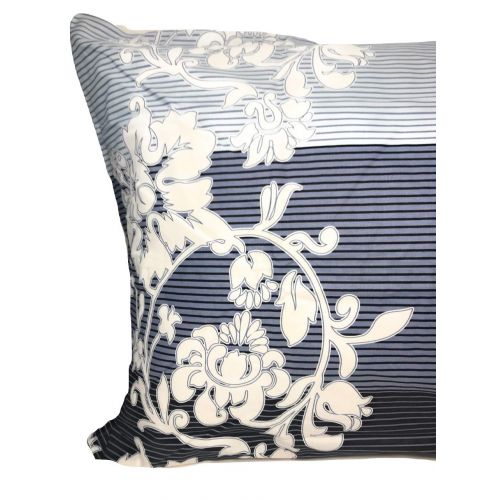  DaDa Bedding Full Floral Flat Sheet-3-Pieces Royal Navy Blue Cotton-Elegant Striped w/Pillow Cases Set Full, Full