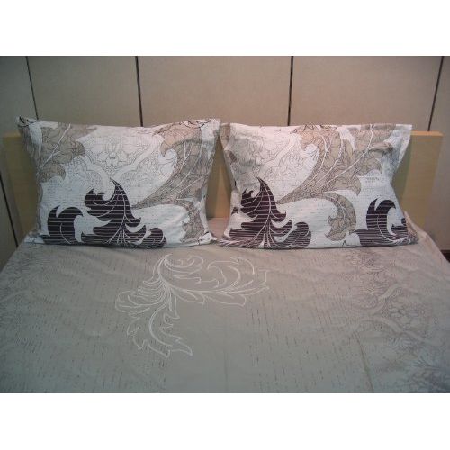  DaDa Bedding Fitted and Flat Sheets-Floral Leaves w/Pillow Cases Set-Cotton Neutral White Multi Grey-Full-4-Pieces, Full