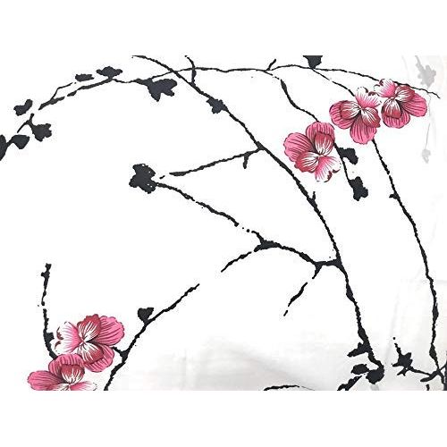  DaDa Bedding Flat Sheet Set - Purple Blossoming Floral Sakura Cherry Blossoms - Red White Pillow Cases - Twin - 2-Pieces