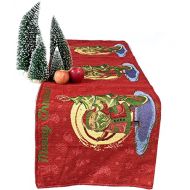 [아마존베스트]DaDa Bedding Collection DaDa Festive Woven Table Runner  Colorful Faux Needlepoint Tapestry  Cotton Linen Dining Mats (13 x 48, Santa)