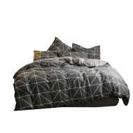 DaLin Dalin 3 Pieces Geometric Duvet Cover Set Boys Bedding Sets,Reversible Gray Duvet Cover with Zipper Closure-Twin,Gray 68x86