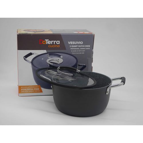  [아마존베스트]DaTerra Cucina Vesuvio 5 Quart Nonstick Dutch Oven :: Nontoxic Ceramic Coated Stock Pot with Oven Safe Glass Lid