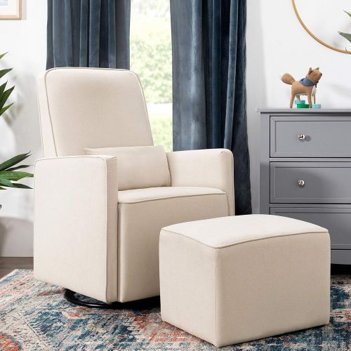  DaVinci Olive Upholstered Swivel Glider with Bonus Ottoman, Grey