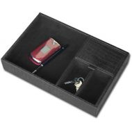 Dacasso A2463 Crocodile Embossed Leather Valet Tray, Standard, Black