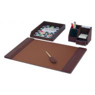 Dacasso Mocha Leather Desk Set with Organizer, 4-Piece