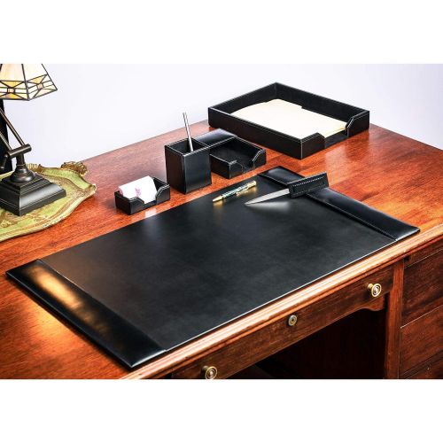  Dacasso Black Bonded Leather 6-Piece Desk Set