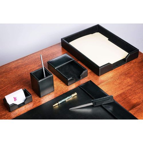  Dacasso Black Bonded Leather 6-Piece Desk Set